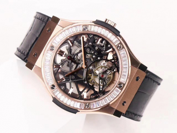Hublot Classic Fusion Skeleton Tourbillon King Gold Baguette 45 505.OX.0180.LR.1904